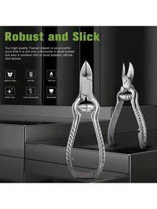 1pc Professional Podiatrist Foot & Toenail Clipper - Ultra Sharp Curved Blades, Stainless Steel, Suitable For Thick Nails And Ingrown Nails, Nail Care | Precision Scissors | Stainless Steel Nail Clippers