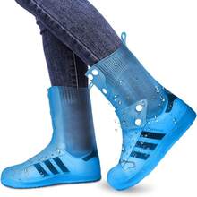 Cubiertas de Zapatos Impermeables Antideslizantes Viaje Plegables Reutilizables Adecuadas para Hombres y Mujeres Medidas de Lluvia y Barro - azul - Ver 3