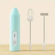 2-en-1 Mousseur à lait électrique portatif mini, batterie rechargeable USB 18650 en acier inoxydable, 3 réglages de vitesse, 11000 tr/min, fabricant de mousse de lait à cappuccino portable, accessoires de cuisine fouet à œufs, fouetteur de blanc d'œuf