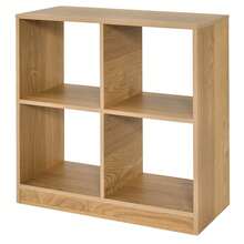 Lifezeal Kids Toy Storage Organizer 4-Cube Wooden Display Bookcase With Anti-Toppling Device - Natural - View 10