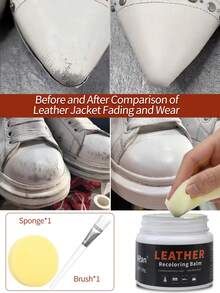 1.01oz White Shoe Polish Repair Cream, Suitable For Sneakers And Dress Shoes. Can Repair White Trims, Restore Damaged Leather Surfaces, And Provide Excellent Color Restoration! Includes Applicator Brush And Sponge.