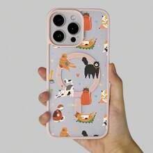 Katze-Muster Handyhülle mit magnetischer Ladefunktion kompatibel für iPhone 17, 16, 15, 14, 13, 12 und 11 Pro Modelle schockproof, fingerabdruckresistent, rutschfest und kratzfest leicht zu transportieren mit starker magnetischer Haftung das perfekte Geschenk für Familie, Freunde, Kinder, Freund oder Freundin ideal für Geburtstage, Weihnachten, Ostern, Valentinstag und andere Feiertage