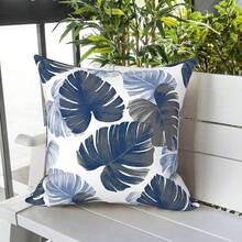 Outdoor/Indoor Throw Pillows, 18x18 Square Pillows With Inserts Bed, Couch, Sofa & Patio Furniture (Set Of 2, Monstera Blue), Decorative Pillows - 龜背竹藍 - 查看 6