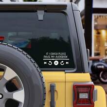 如果我撞车就暂停我的有声读物贴花，有声读物汽车贴花，有趣的汽车贴花，有声读物阅读器 - 均碼 - 查看 7