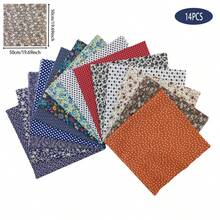 14 Piezas Conjunto De Tela De Retales De Cuadrados Lisos Para Manualidades Diy, Material De Pre-corte - Multicolor - Ver 14