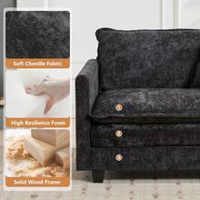 Aoowow Modular Sectional 2 Seater Cloud Sofa Couch For Living Room,78" Loveseat Couch With Deep Seat,Modern Chenille 2 Seat Sofas,Fluffy Small Couches For Bedroom,Small Spaces,Black - 黑色 - 查看 3