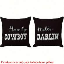 2pcs Western Cowboy Letter Throw Pillow Covers, 17.7x17.7 Inches - Soft Polyester, Easy Care, No Battery Required, Great For Living Room, Bedroom, Office And Dining Room Decor, Ideal Gift For Birthday And Holidays (No Pillow Insert) - Beige - View 13