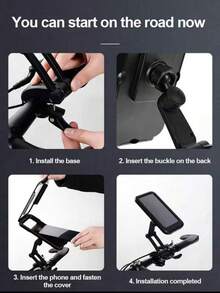 360° Bicycle Motorcycle Phone Holder Bag, Waterproof Dustproof Durable ABS Handlebar Mount Bracket, Suitable For Bicycle & Motorcycle Accessories - Multicolor - View 4