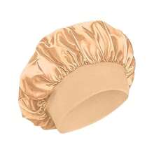 2 pièces Bonnet en soie pour dormir, bonnets de cheveux en satin, bonnet de nuit en soie à bande élastique douce, enveloppement de cheveux en soie pour cheveux bouclés (noir et or). Serviettes de douche pour salon de beauté, hôtel, sport, essentiels de la maison, serviette, soins de la peau