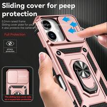 军工防摔 360° 旋转指环支架镜头保护手机壳，防摔防震手机套适用于 Apple 11/12/13/14/15/16 Pro Max、Galaxy S22/23/24/25+ Ultra、A04/A05/A14/A15/A24/A25/A34/A54/A56/A36/A26 - 玫瑰金 - 查看 8