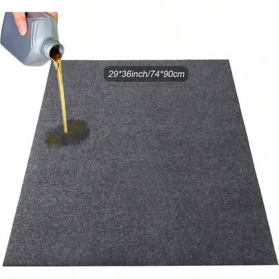 - Alfombrilla de cochera gris de 29x 36 pulgadas, para cochera debajo del coche, capa trasera de goma, absorbente de aceite, para motocicleta, protege los accesorios de derrames, goteos