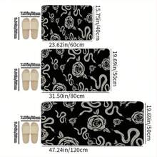 1 Pieza Felpudo con Patrones de Rosa y Serpiente, Alfombra de Poliéster Absorbente y de Secado Rápido Adecuada para Decoración Interior y Exterior del Hogar, Dormitorio, Baño, Cocina y Comedor, para Regalos de Cumpleaños, Suministros para Fiestas, Decoración de Festivales, Vacaciones y Patios