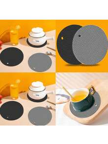 2pcs Heat Resistant Placemats, Non-Slip Silicone Trivet Mats For Hot Pots, Pans, Dishes, Suitable For Kitchen, Dining Table, Multipurpose Coasters