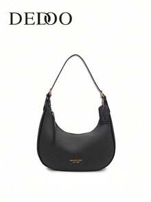 Dedoo 1pc Solid Color PU Leather Shoulder Bag For Women, Versatile Crossbody Bag For Commuting, Adjustable Shoulder Strap - Black - View 2