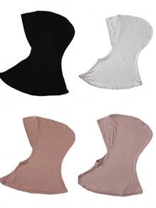 4 Peças/Conjunto Touca Interna Modal de Cor Sólida Com Capa Para o Pescoço, Elástica, Macia e Respirável para Mulheres, Lenço, Chapéu, Acessórios de Abaya, Véu Diário