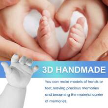3D Handmade Model Clone Powder Hands Casting Crafts Plaster Kit Souvenir Couple Baby Hand Foot Print Model Self-Made Wedding Anniversary Gifts Valentine's Day - Grey - View 7