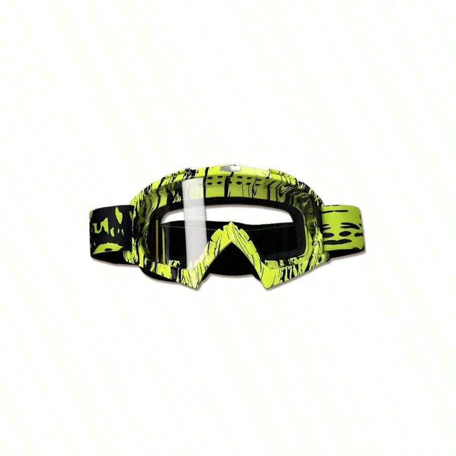 Gafas de motocicleta, gafas de motocross, gafas a prueba de viento y polvo para ATV, gafas de carreras resistentes a los arañazos, gafas de esquí, gafas de protectoras con marco de resina de PU negro y lentes de colores - Marco verde + lente transparente - Ver 1