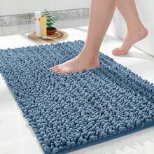 Bathroom Rugs Non Slip Washable 24x17 Inch Ultra Soft Absorbent Chenille Bath Mat Quick Dry Shaggy Floor Carpet For Tub Shower Denim Blue Home Decor Accories