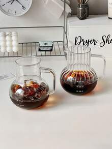 1pc创意高端浓缩咖啡壶圆底设计日式玻璃奶壶手冲咖啡分享壶玻璃咖啡壶 - 透明 - 查看 5