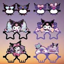 12 قطعة نظارات ورقية بتصميم كاريكاتير كورومي والقطط، ديكورات حفلة عيد الميلاد وحفلات المناسبات، إكسسوارات للصور التذكارية