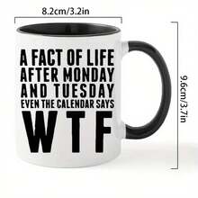 Popular Choice "The Truth About Life After Monday & Tuesday" Thermal Ceramic Coffee Mug - Hand Wash Only, Humorous Quote, White Background Black Text, Coating - Ideal Gift For Men & Women, Essential For Kitchen, Dining, Coffee Shop