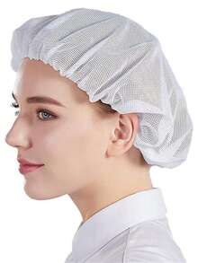 4 件套黑色发网，适用于餐饮服务，男女通用弹性厨师帽，可重复使用的厨房工作人员发网 - 彩色 - 查看 10