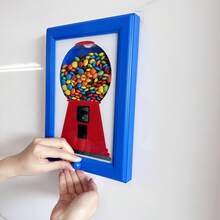 壁挂式方形糖果相框，糖果分配器相框，悬挂式糖果相框，相框内的口香糖机，方便快捷地分配糖果、坚果、狗和猫零食相框，糖果相框 - 藍色 - 查看 3