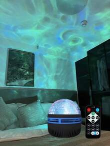 USB Powered Dynamic Water Wave Projector Lamp With Remote Control - Vibrant RGB LED Night Projection For Home Decor, Room Decoration, Halloween, Entertainment & Romantic Ambiance, & Durable ABS Plastic Body With Water Wave Lighting Effect