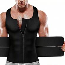 1Pc Men Sauna Effect Sport Suit ,Men Waist Trainer Neoprene Sweat Vest Body Shaper ,Men Waist Trimmer Belt Workout Tank Tops For Runnging Fitness GYM,Menswear Undershirt For All Seasons - Đai Đen-Một - Xem 5