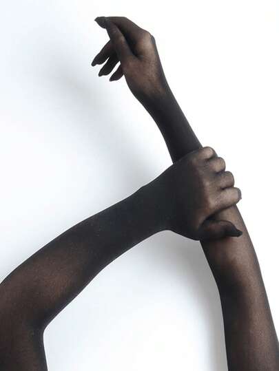 1pc 3D Ultra-Thin Seamless Fingerless Gloves, Sexy Sheer Stockings Arm Sleeves, Bridal Wedding Gown Accessories, 55cm Long Elastic Mesh Sheer Sun Protection Gloves