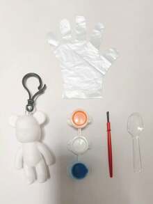 10 pezzi Set di pittura fai-da-te con orsetti fluidi, decorazione graffiti dipinta a mano, comprende colori, cucchiai, orsetti di plastica, pennelli, forniture creative per artigianato, set di pittura per il ritorno a scuola, laurea, eventi di festa, regali significativi per le vacanze, adatto anche per riempire le calze di Natale (disponibili orsetti con testa grande e testa piccola, colori casuali)