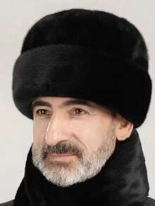 قبعة شتوية رجالية من الفرو الصناعي المقاوم للرياح، لون أحادي فاخر محبوك، مناسبة للآباء أو الاستخدام اليومي في الخارج - MM1811 - مشاهدة 6