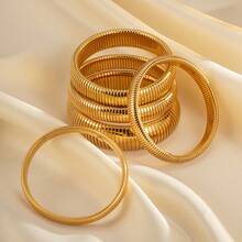 18k Gold Plated Retro Classic Personalized Women's Stainless Steel Bracelet, Not Easy To Fade And Low Sensitivity, Elastic Bracelet, Jewelry Accessories Suitable For Multiple Sizes And Scene Decoration Needs, Very Suitable For Women's Autumn And Winter Wear Matching, Suitable For Daily Wear 