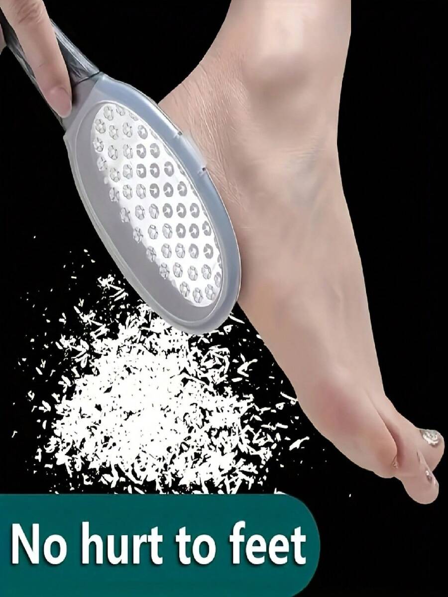 1pc Professional Stainless Steel Foot Scrubber - Splash-Proof Design, Durable Anti-Rust Handle, Essential Tool For Home SPA, Pedicure & Manicure Care, High-Quality Coarse & Fine Texture Scrubber, Ergonomic Grip