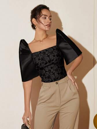 Amyenjoylife 女士现代优雅菲律宾风休闲短袖衬衫