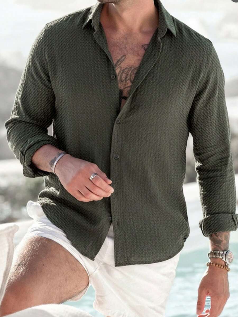 2025 New Stylish Ribbed Design High-End Casual Chic Vintage Inspired Fashion Knit Sweater, Spring/Autumn Long Sleeve Shirt For Men