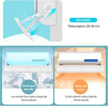 Deflector de aire acondicionado,Versión mejor Deflector de aire acondicionado ajustable,Golpe antidirecto,Dise?o poroso,Cubierta protectora de retráctil,Apto todas las estaciones - negro - Ver 2