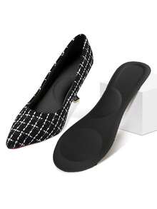 1 Pair Women's Sweat-Absorbent Anti-Slip Trimmable Breathable 3/4 Insole Shoe Pads - Black - View 4