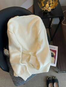 For Love & Bella 女士休闲优雅可爱蕾丝钻石装饰V领针织毛衣，长袖保暖柔软面料，适合秋冬季外出，时尚圣诞冬季毛衣，适合约会、办公室、婚礼和其他场合。 - 杏色 - 查看 4