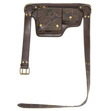 Women's Chest Bag Retro Rivet Decor Adjustable Belt Waist Pack Black Faux Leather Waist Bag With Multiple Compartments - 壓變咖啡色 - 查看 4