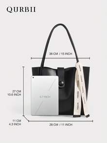 New Large Capacity Minimalist Commuter Tote Bag, Soft Leather Versatile Casual Shoulder Bag For Women, Suitable For Work, Commute, Date, Shopping, Leisure, Vacation, Beach, Music Festival, Party, Wedding, School, Thanksgiving, Halloween Gift