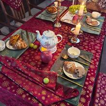 1 buc față de masă de Crăciun, fulgi de zăpadă de Crăciun de iarnă, față de masă lavabilă roșie pentru decor de cină, picnic și petrecere