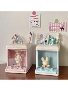 1 pieza Organizador de escritorio con forma de oreja de conejo y soporte para bolígrafos, contenedor de almacenamiento de escritorio para uso doméstico