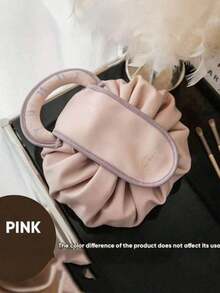 1 pièce Sac à maquillage à cordon de serrage, Pochette de rangement pour pinceaux de maquillage, Sac de toilette portable de voyage, Design à cordon de serrage, Multicolore, Grande capacité, Sac organisateur de cosmétiques pour les soins de la peau, à la maison et en voyage