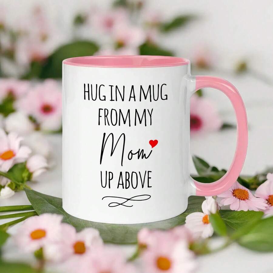 1pc, Mom Memorial Gift, Hug In A Mug, 1oz Ceramic Coffee Mug - Reusable, , Perfect Summer Winter Drinkware Gift,  & Comfortable Grip, Room Decor, Home Decor, Party Gift, Birthday Gift, Holiday Gifts - Not Color Changing - View 1
