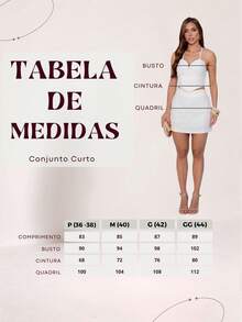 Divina Gata Conjunto Feminino Blusa Cropped e Short Saia 9847 - Branco - Visão 8