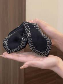 1pc Elegant Retro Leaf, Wheat Ear, Hair Claw With High-End Rhinestones, Suitable For Everyday And Party Wear (Wheat Ear Direction Random) - Black - View 2