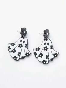 1 Pair 2025 Halloween Cute Ghost Earrings, Suitable For Women Holiday Wear