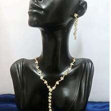 2 件套奢华水钻镶嵌项链和耳环套装，优雅设计，适合女性婚礼、派对和节日