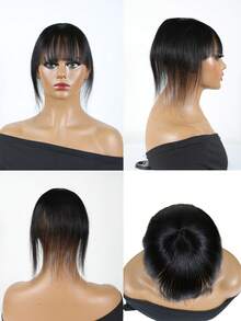 Hair Toppers For Women Real Human Hair Pieces Human Hair Toppers For Women With Bangs Clip In Bangs Hair Extensions For Daily Wear - Natural & Black - View 6